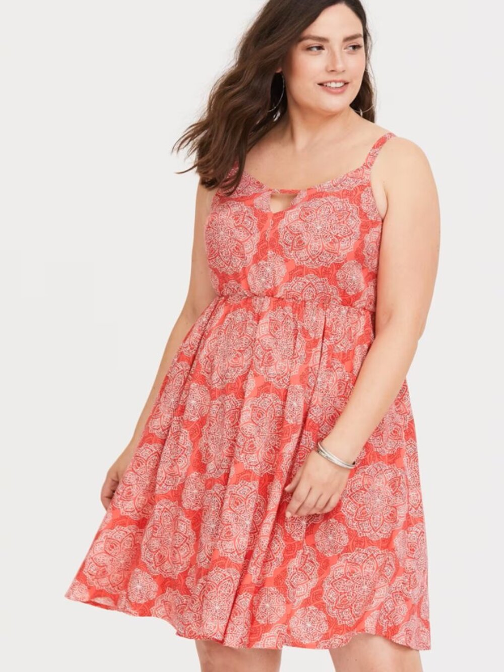 Torrid 2X Coral Mandala Print Fit & Flare Sundress with Pockets
